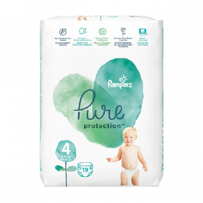 Scutece Pure Protection 4, Unisex, 9-14 kg, 19 buc, Pampers