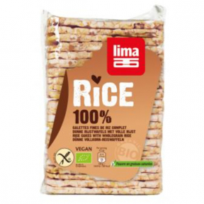 Rondele subțiri rentagulare din orez expandat cu sare, Bio, fără gluten, 130 grame, Lima