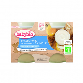 Babybio Eco Crema de iaurt cu pere si scortisoara, 2 x 130g, Babybio