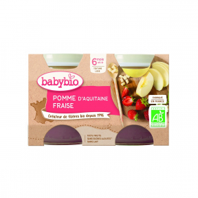 Piure de mere, capsuni si afine, 2x130G, BABYBIO 