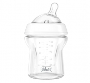 Biberon Chicco Natural Feeling sticla, 150ml, tetina silicon, inclinata, flux normal, 0 luni+, 0% BPA
