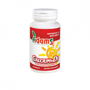 Calciu+Vitamina D3, 600 mg + 3mcg, 30 tablete, Adams Vision