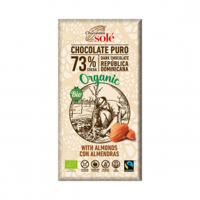  Ciocolata cu 73% cacao si migdale, 150g, BIO, Chocolates Sole