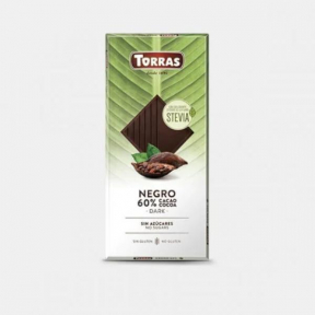 CIOCOLATA NEAGRA 60% CACAO (fara zahar, gluten) (indulcitor stevia) 100gr Torras