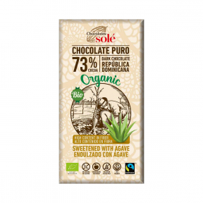 Ciocolata neagra cu 73% cacao si cu sirop de agave, BIO, 100g, Chocolates Sole