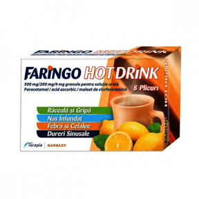 Faringo Hot Drink 500mg, 8 plicuri, Terapia