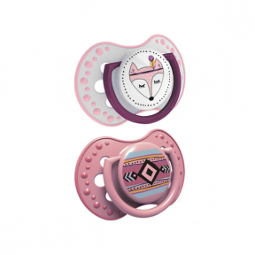 Suzeta Silicone Dynamic 6-18luni, 2 pcs , Indian Summer, fata, Lovi