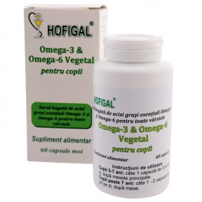 OMEGA-3 si OMEGA-6 vegetal, pentru copii, 60cps, HOFIGAL