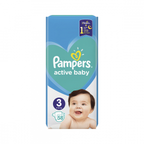 Pampers 3 Active baby 6-10kg, 58 buc