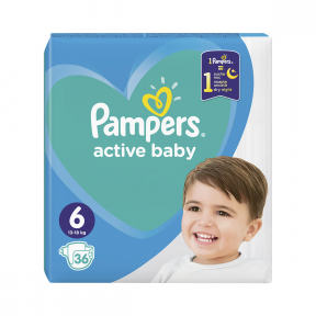 Scutece Pampers Active Baby, Marimea 6, 13-18 kg, 36buc,Pampers