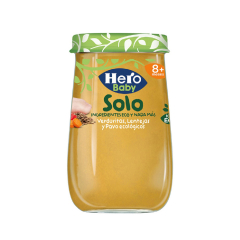 Meniu Solo cu legume, linte si carne de curcan, ECO, 8+ luni, 190g, Hero Baby