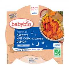 Meniu fondue de morcovi si porumb dulce cu quinoa, 230g, BabyBio