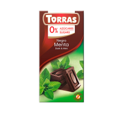Ciocolata neagra cu menta (fara zahar, gluten), 75g, Torras