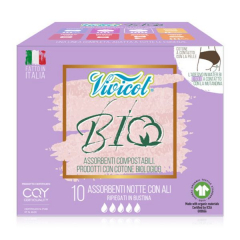 VIVICOT BIO, ABSORBANTE DE NOAPTE ,DIN BUMBAC,HIPOALERGENIC,10 BUC